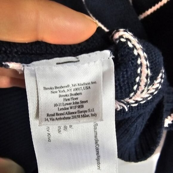 Brooks Brothers 346 Half Zip Sweater Sz L Navy Pink Argyle Diamond Academia - Picture 8 of 8